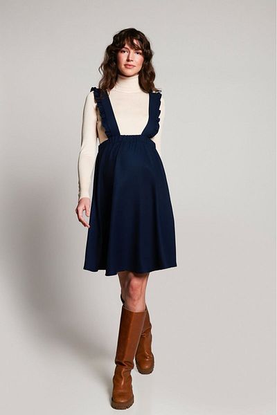LYN MAMA Scarlett Navy Blue Maternity Salopet Skirt
