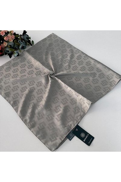 Bonjela Lux Pearl Jacquard Βαμβακερό Κασκόλ Γκρι JPB0717