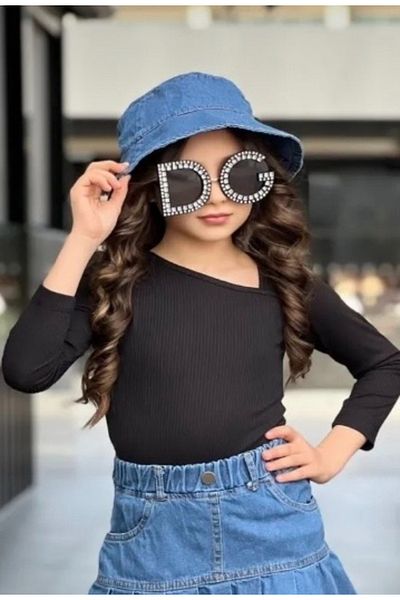 Calisa Pălărie din denim și bluză cu mânecă lungă pentru fete