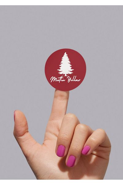 anka design Red Happy Birthday Coated Sticker - 4X4Cm, 36 Pieces