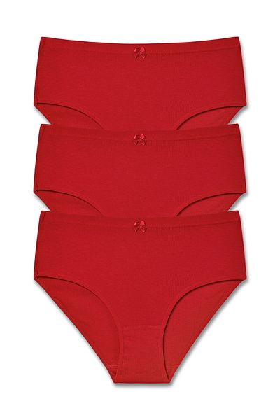 HNX Red Camisole High Waist Large Size Women's Panties 3-Piece