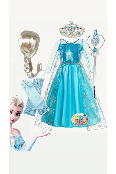 BATALLI Set costum rochie Elsa cu perucă Frozen (VIDELEU)