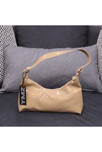 YMZBAG Geantă de umăr din piele lacuită de culoare miere