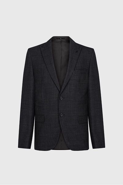 ALTINYILDIZ CLASSICS Slim Fit Slim Fit Swallow Collar Print Double Pants Black-Gray Suit