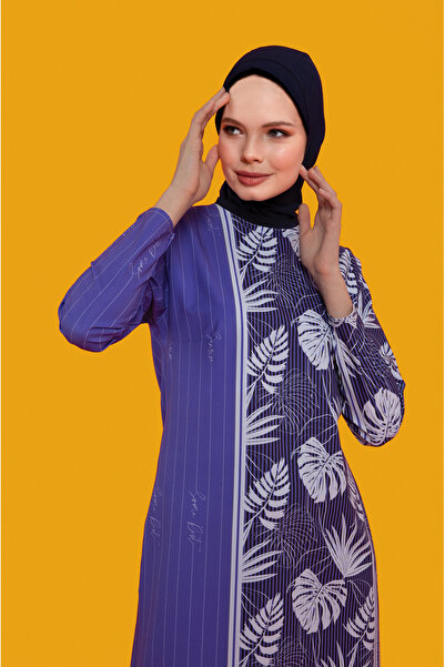 Remsa Mayo Μαγιό Lycra Full Covered Purple Pattern Hijab