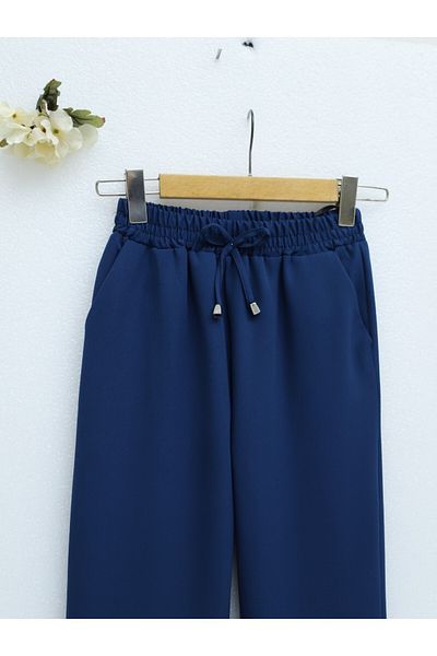 Modamorfo Hose mit schmalem Bein und Schnürung an der Taille – Petrol
