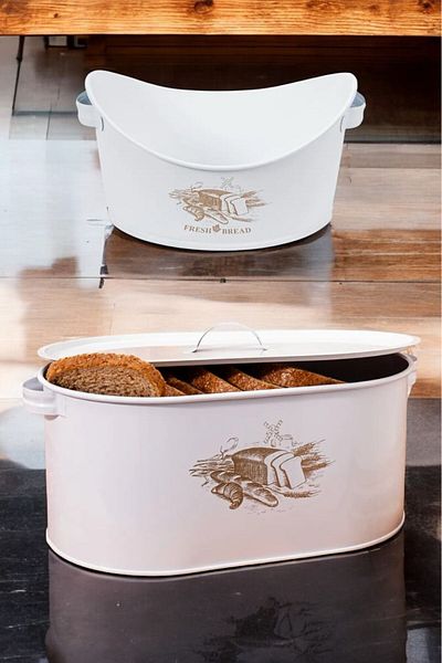 TOPTANFONİ 2 Piece Metal Large Size Patterned Bread Bowl with Lid and Tableware Bread Bowl WHITE