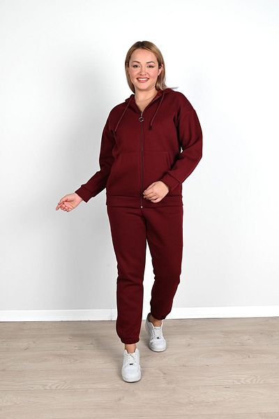 FEEL STYLE Дамски костюм с 3 повдигнати прежди с двоен голям размер FS