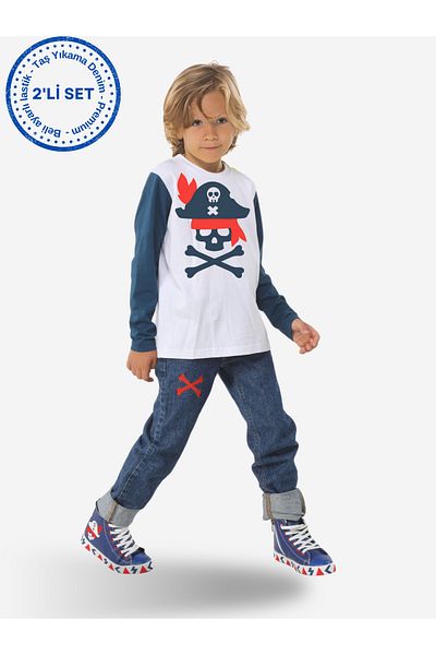 Casabony Pirate Denim Trousers + T-Shirt Set