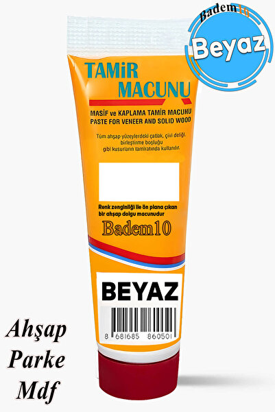 Badem10 Ahşap Mobilya Parke Tamir Dolgusu Macunu (200 GR BEYAZ) Çatlak Çizik Giderici Kullanıma Hazır