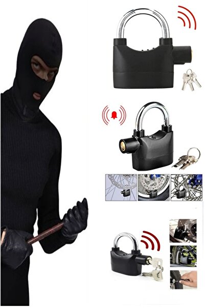 Rabelix Online Marketing قفل أسود مقاوم للماء بقوة 110 ديسيبل مع جهاز إنذار و3 مفاتيح