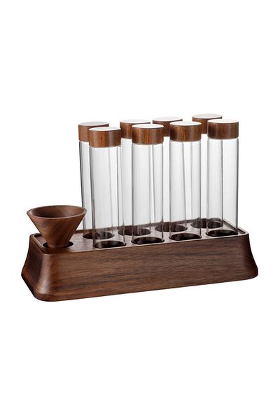 MIBRU Coffee single dose set of 8 bottles with wood stand