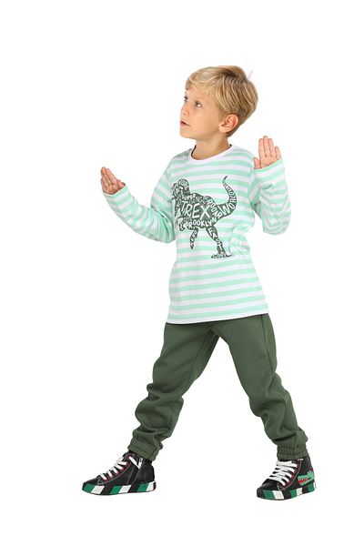 Casabony Green Writing Dino Jogger + Σετ μπλουζάκι