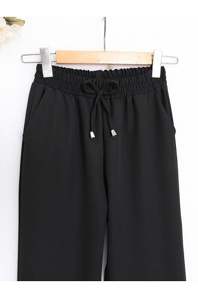 Modamorfo Waist Lace-Up Skinny Trousers -Black