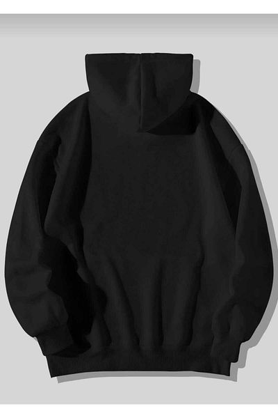 belean Unisex Thick Winter Fleece Inside Skull Printed Pocket Sweatshirt