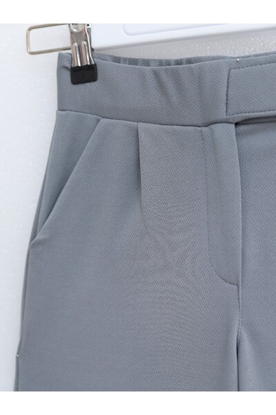 Modamorfo Beli Hook and Loop Detail Pipe Leg Fabric Pants - Gray