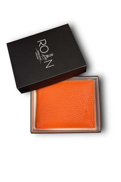 Roan Orange Wallet That She Loves! Vegan Leather Men's Wallet - Stylish and Minimalist Design, with Gift Wrap!
