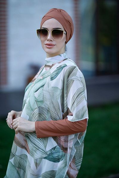 Remsa Mayo Καφτάν Pareo Soft Leaves με μοτίβο σε Hijab Swimsuit 430-551