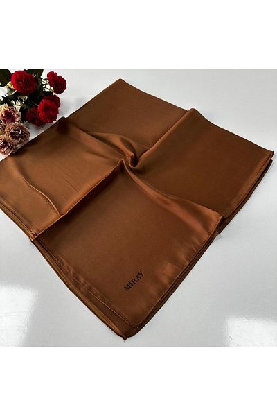 MİRAY Eșarfă cu cristale uni Miray de culoare maro - LTA0533