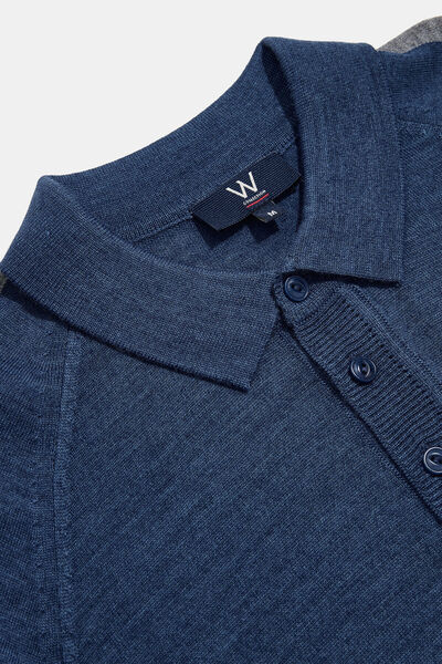 W Collection KOYU MAVİ POLO YAKA UZUN KOLLU KAZAK