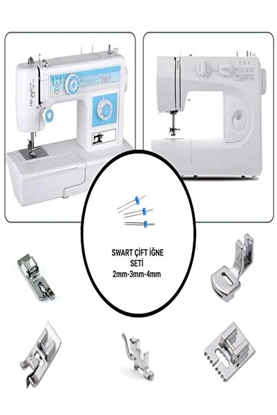 Swart SİNGER ZETİNA  5'Lİ AYAK SETİ VE YANINDA ÇİFT İĞNE SETİ (KIVIRMA NERVÜR SÜLFİLE BÜZGÜ AYAK TAŞIYICI)