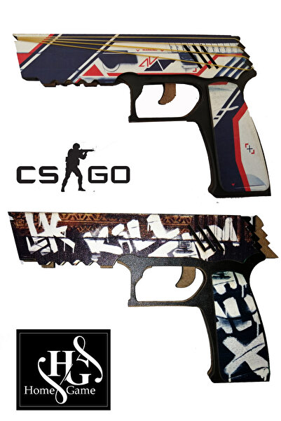 Home Game Ahşap Cs Go Asiimov ve Wasteland Rebel Skin kaplamalı 2li  lastik a...