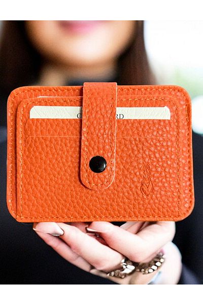 Roan Πορτοκαλί Unisex Vegan Δερμάτινο Πορτοφόλι - Κομψό Σχέδιο, Πακέτο δώρου θήκης κάρτας