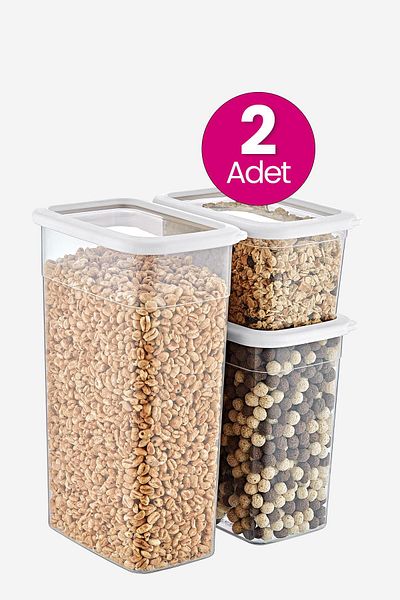 Smartware White Set of 2 Scale Rectangular Storage Containers - 1210 Ml, 2350 Ml, 3500 ml