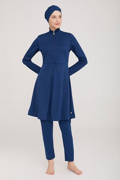 Remsa Mayo Lycra Full Covered Hijab μαγιό χωρίς πλέγμα απλό 9020 Light Navy Blue