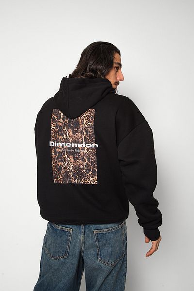 Sekizbiraltı Унисекс премиум черен суичър с щампа Dimensions Oversize