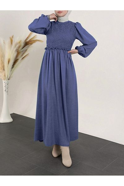 Modamorfo Robasi Lace Laced Lace Dress -Indigo