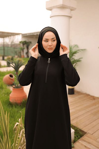 Nissra Ankanoor Black Side Zipper Hooded Dress Anka 257063