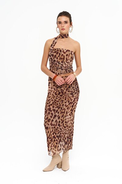 LA GARİTA LEOPAR ETEK VE STRAPLEZ TAKIM
