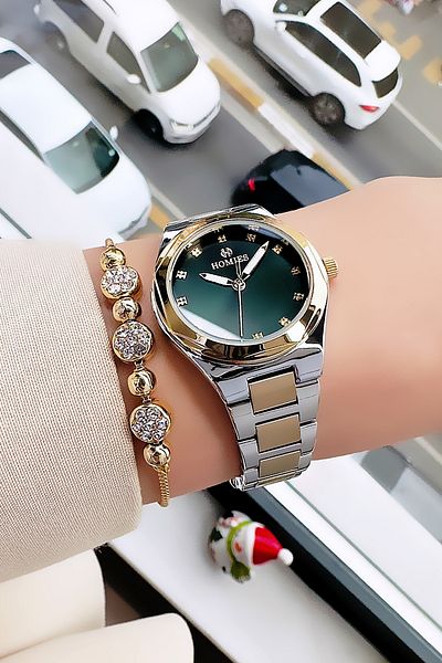 Homies Women's Glass Wrist Watch - Waterproof, Steel Band, Bracelet Hmby2040C3