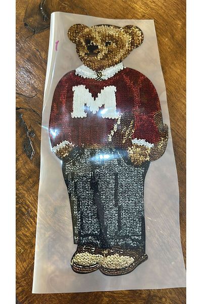 Gönülden Tasarım Letter m Sticking with Sweater Iron - Red, 31X14 Cm, Ayi Arma Transfer Print