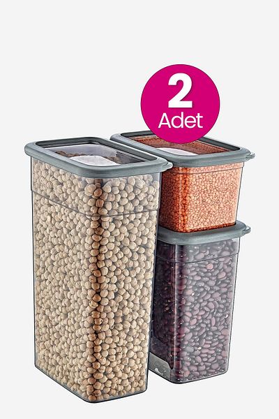 Smartware Anthracite Set of 2 - Rectangular Storage Container, 1210 ml and 2350 ml Quantity