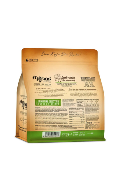 mydog Orıgınal Az Tahıllı Kuzu Etli Orta Irklar Için Köpek Maması 3kg