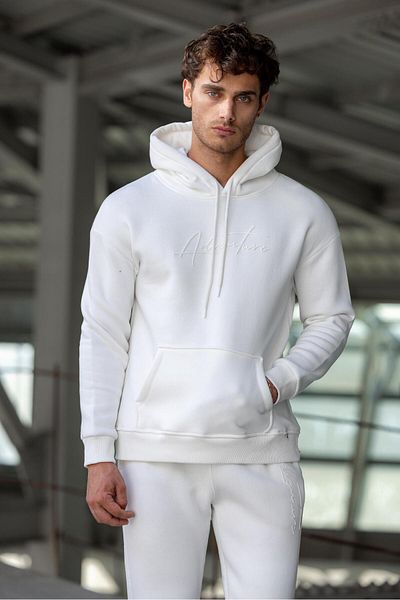 Pobudo Oversize Ecru Color Hooded Tracksuit Set