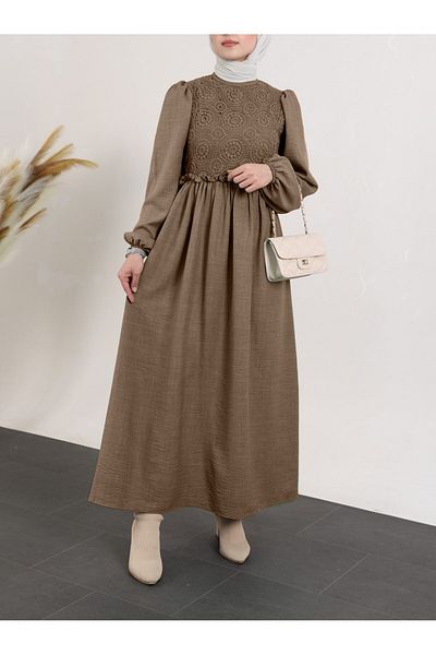 Modamorfo Lace Laced Roba Dress - Soil