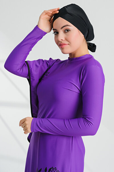 Remsa Mayo Tuna Purple Lycra Full Covered Hijab μαγιό - 2239
