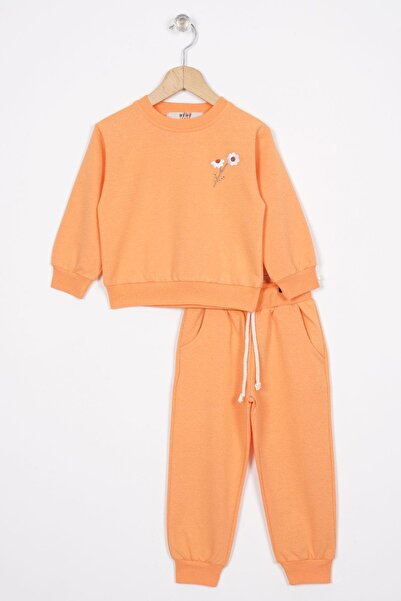 zepkids Papatya N Vezena Set trenerke u boji lososa za devojčice