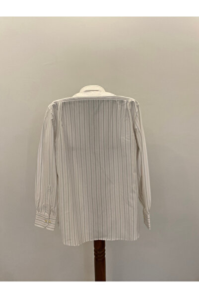 Yils LONDON Klasik Tarz Krem-Kırmızı Çizgili Gömlek- Uzun Kollu