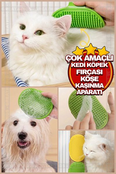 Greathings Cat, Dog Silicone Washing and Hair Collection Apparatus |   Adjustable Pet Corner Itching Apparatus