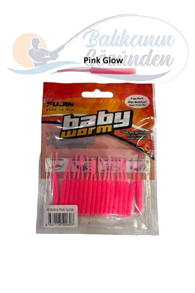 Fujin Baby Worm 5.2cm Floating Lrf Silikonu 18 Adet Pink Glow Pink Glow