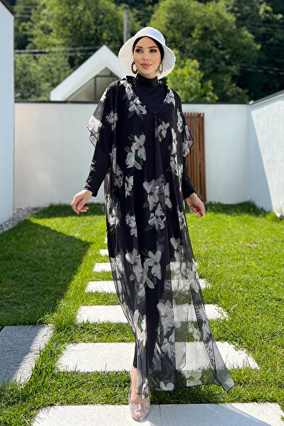 Remsa Mayo Μονό Kaftan Pareo με μοτίβο ορχιδέας - Μαγιό Remsa Hijab 430-318