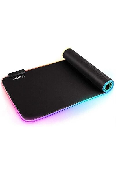 SNEXPRES Mouse Pad Siyah Led Işıklı Rgb Mouse Pad 80x30 Mausepad