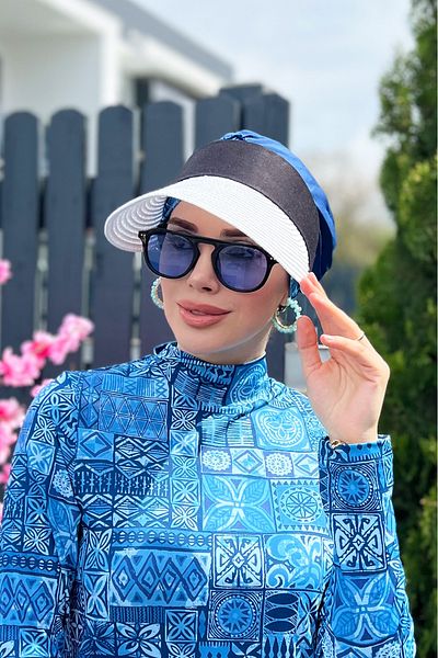 Remsa Mayo قبعة من القش قابلة للطي وواقية من الشمس باللون الأبيض Rş-58