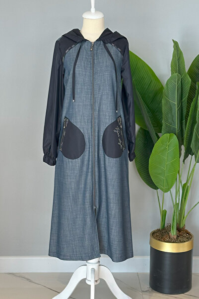 Lale Butik Αλεξίπτωτο μανίκι Λεπτομερές τζιν μπουφάν Ζακέτα 17623