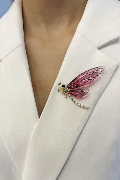 Modex Akrilik Taşlı Kelebek Kanadı Broş (6cm)