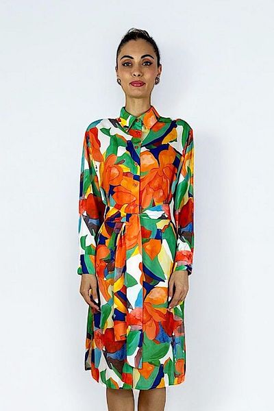 Lale Butik Flush Viscose Shirt Tunic - Missemramiss 3938 Orange Patterned Summer Model
